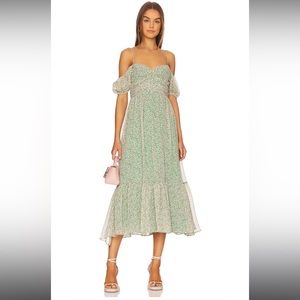 Bardot Fauna Midi Dress in Green Floral